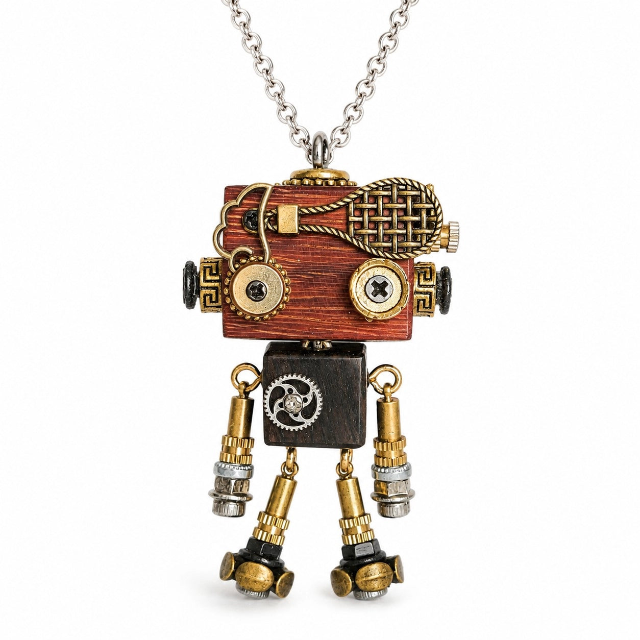 Industrial Copper Robot Necklace