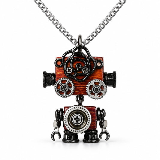 Punk Robot Skull Charm