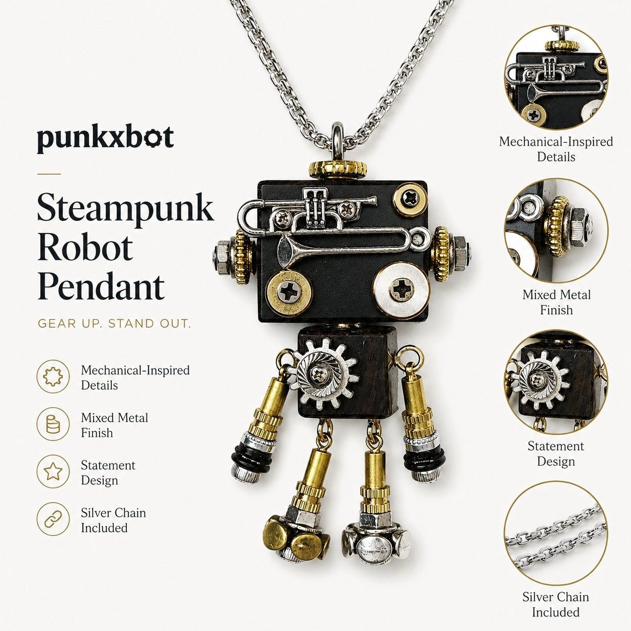 Antique Metal Robot Pendant