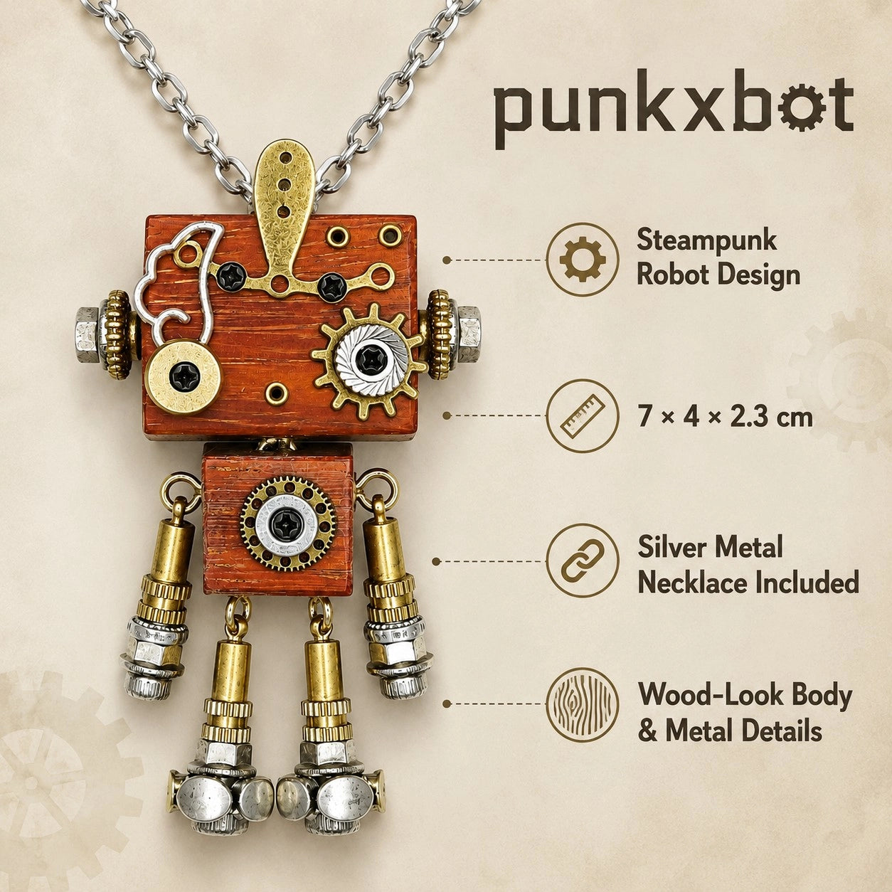 Bronze Gear Robot Pendant