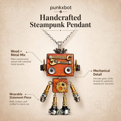 Gothic Steampunk Robot Pendant