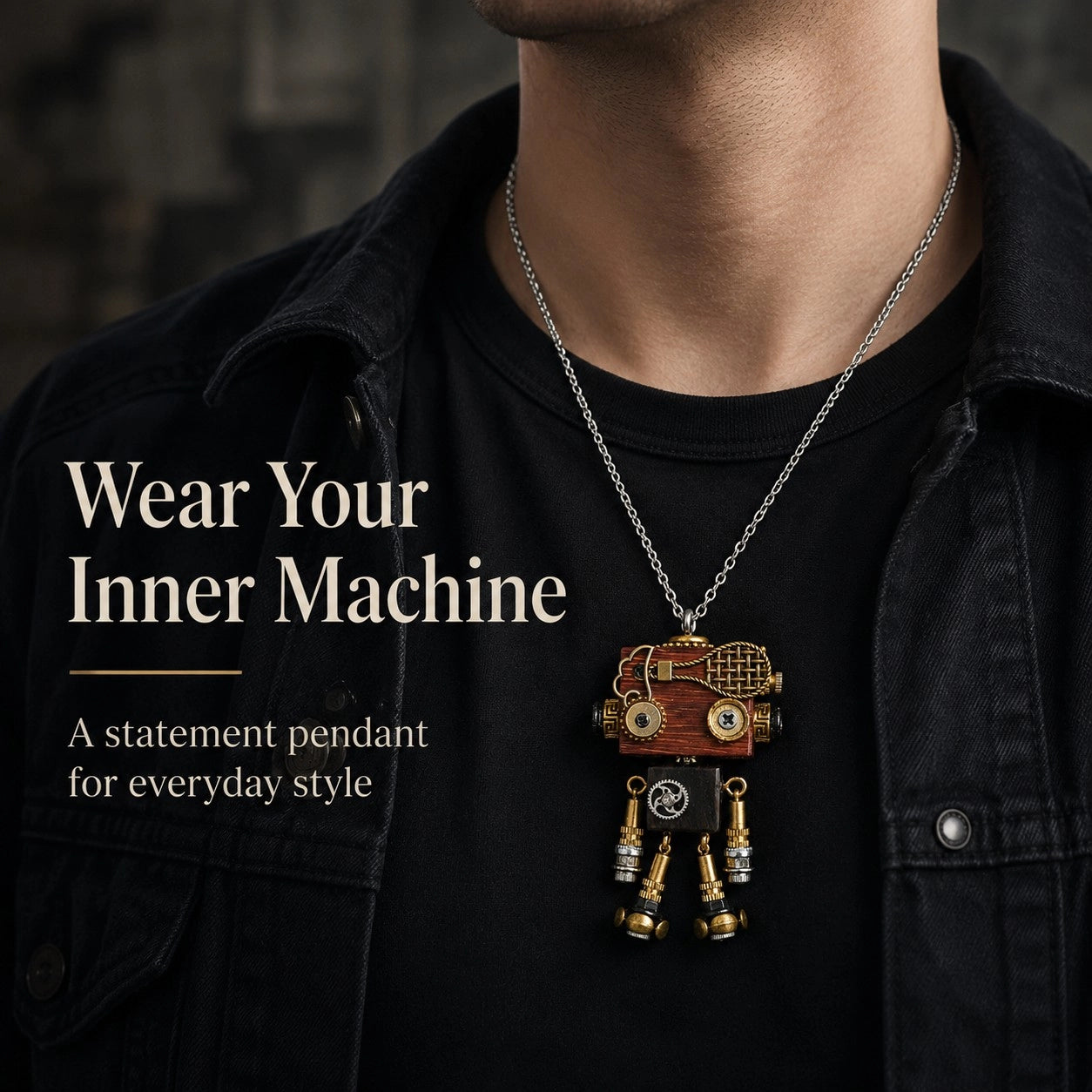 Industrial Copper Robot Necklace