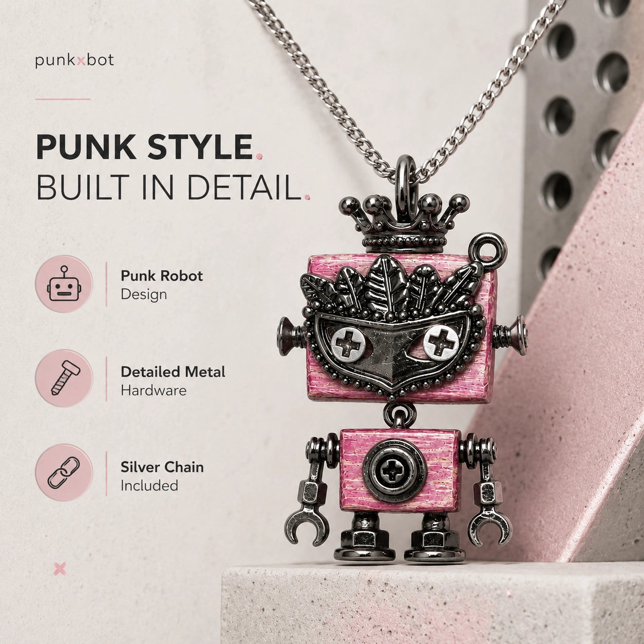 Punk Robot Chain Necklace