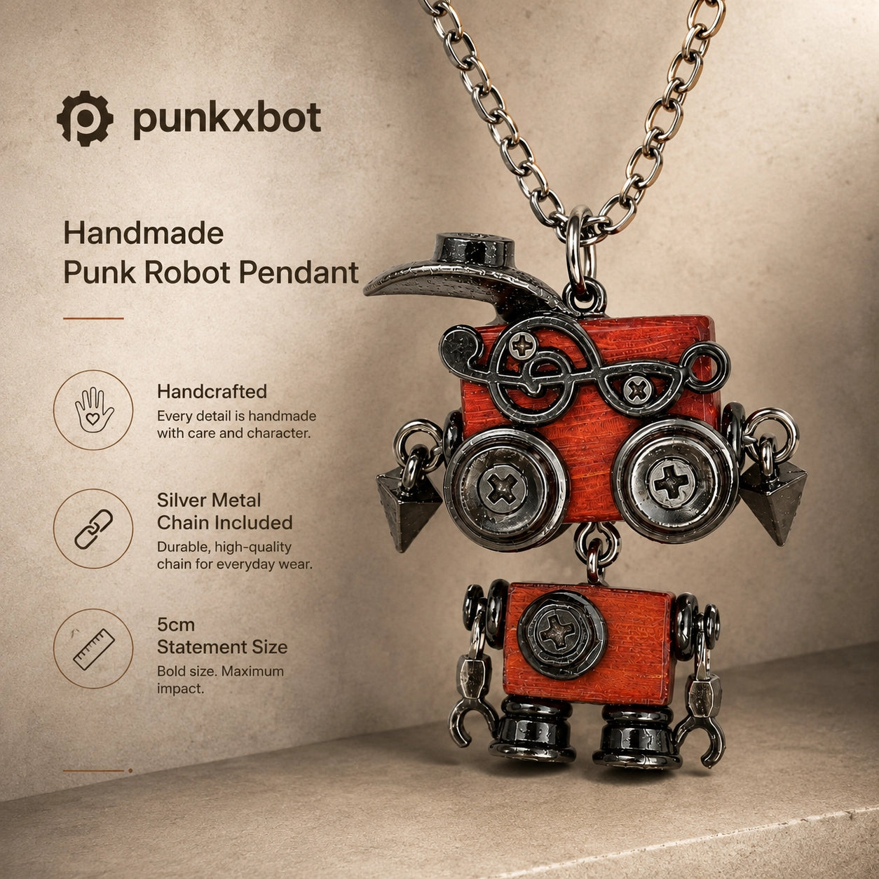 Punk Robot Claw Pendant