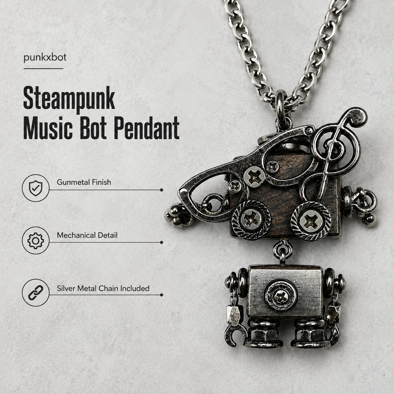 Punk Robot Cog Pendant