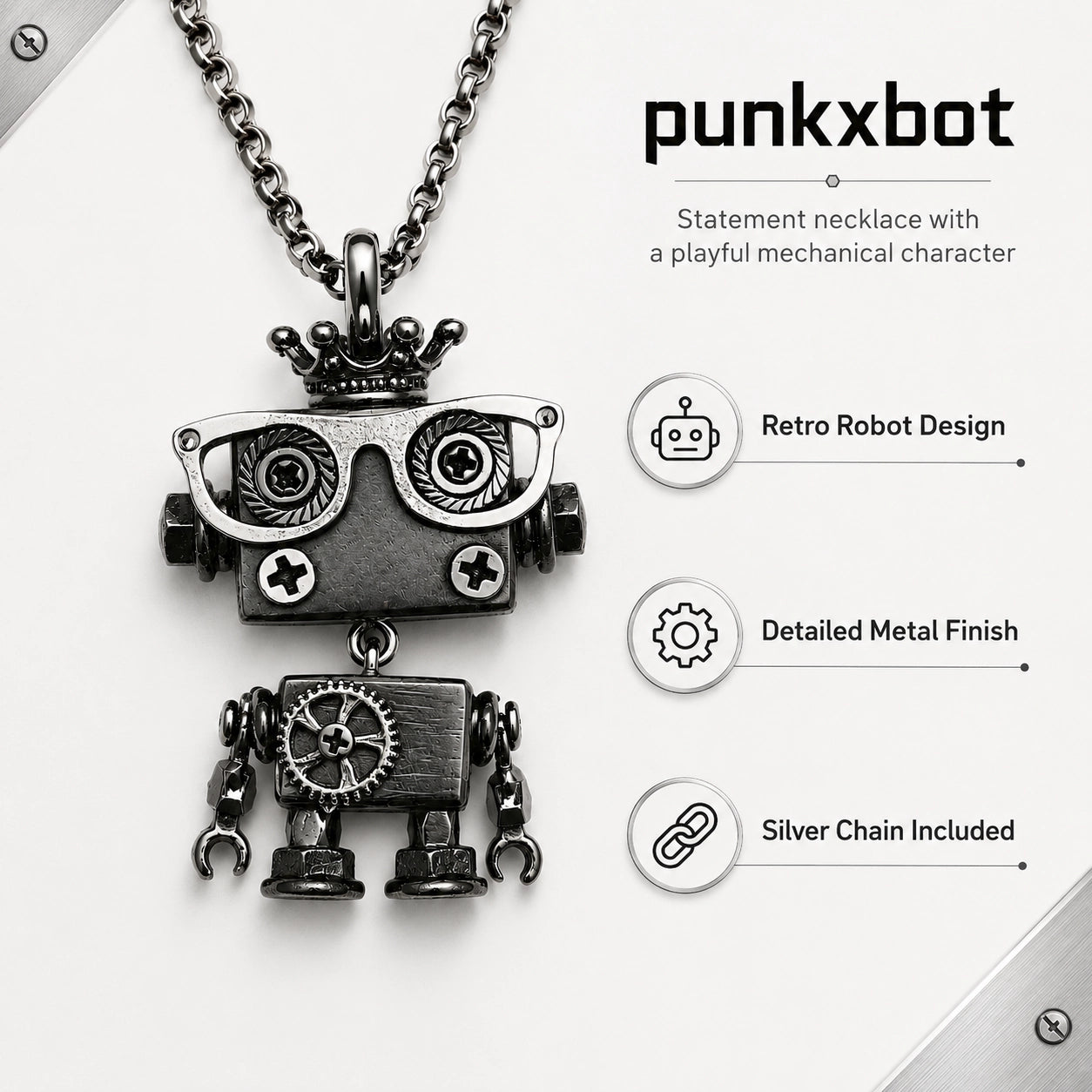 Punk Robot Metal Charm