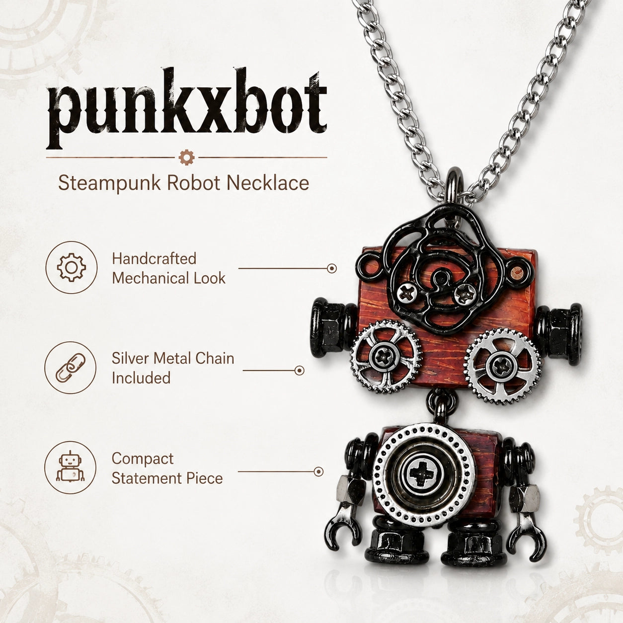 Punk Robot Skull Charm