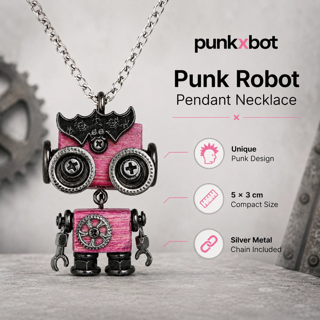Punk Robot Spike Necklace