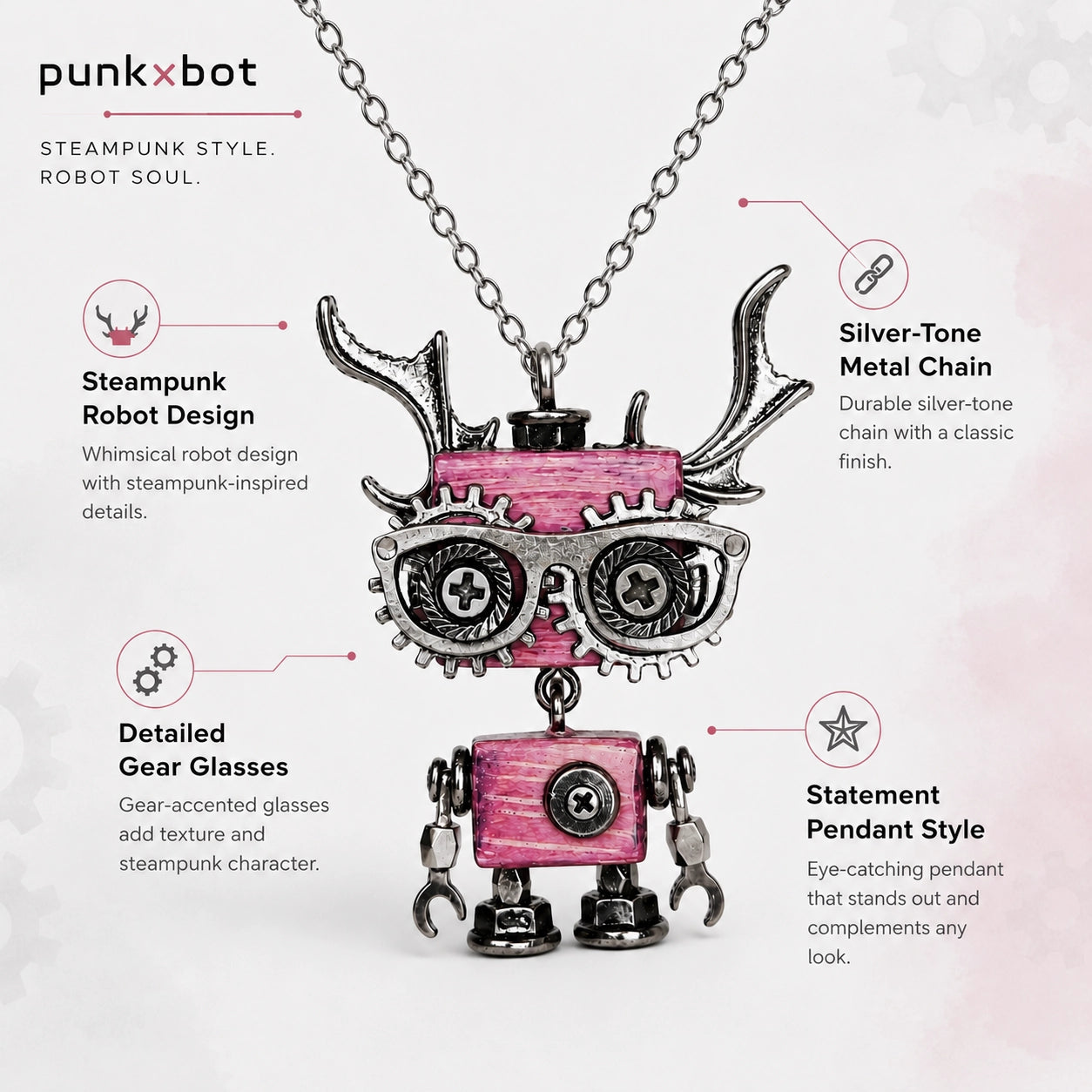 Punk Robot Wing Pendant