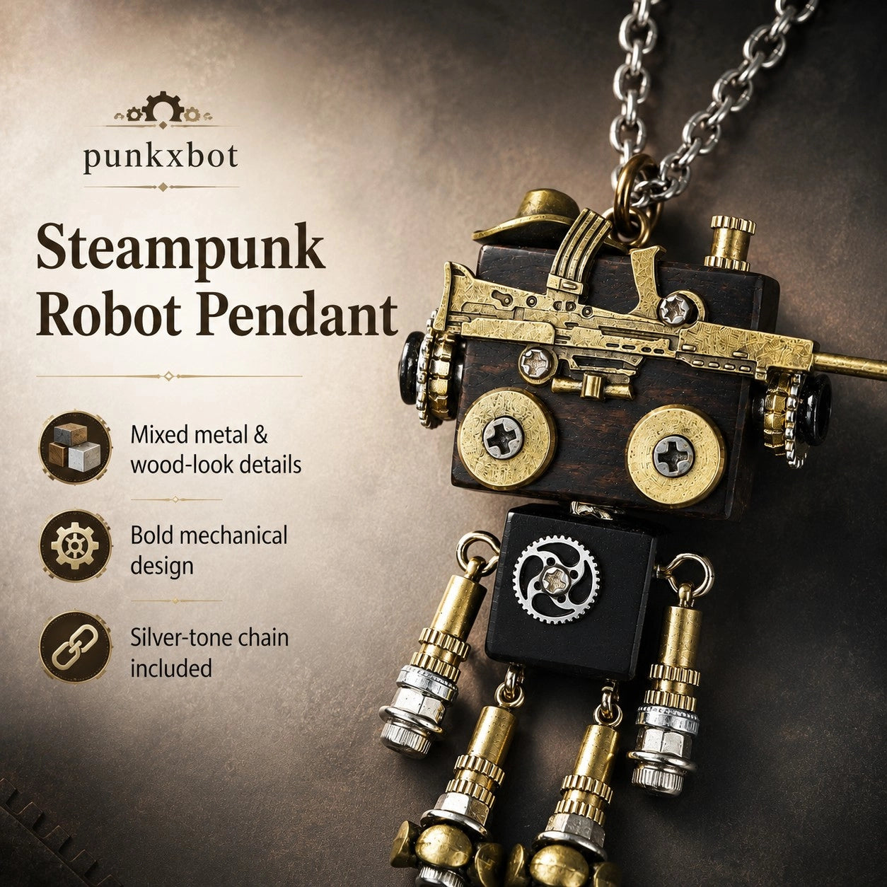 Vintage Metal Robot Charm