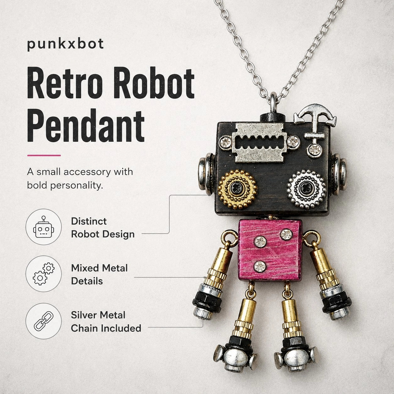 Vintage Robot Locket Necklace