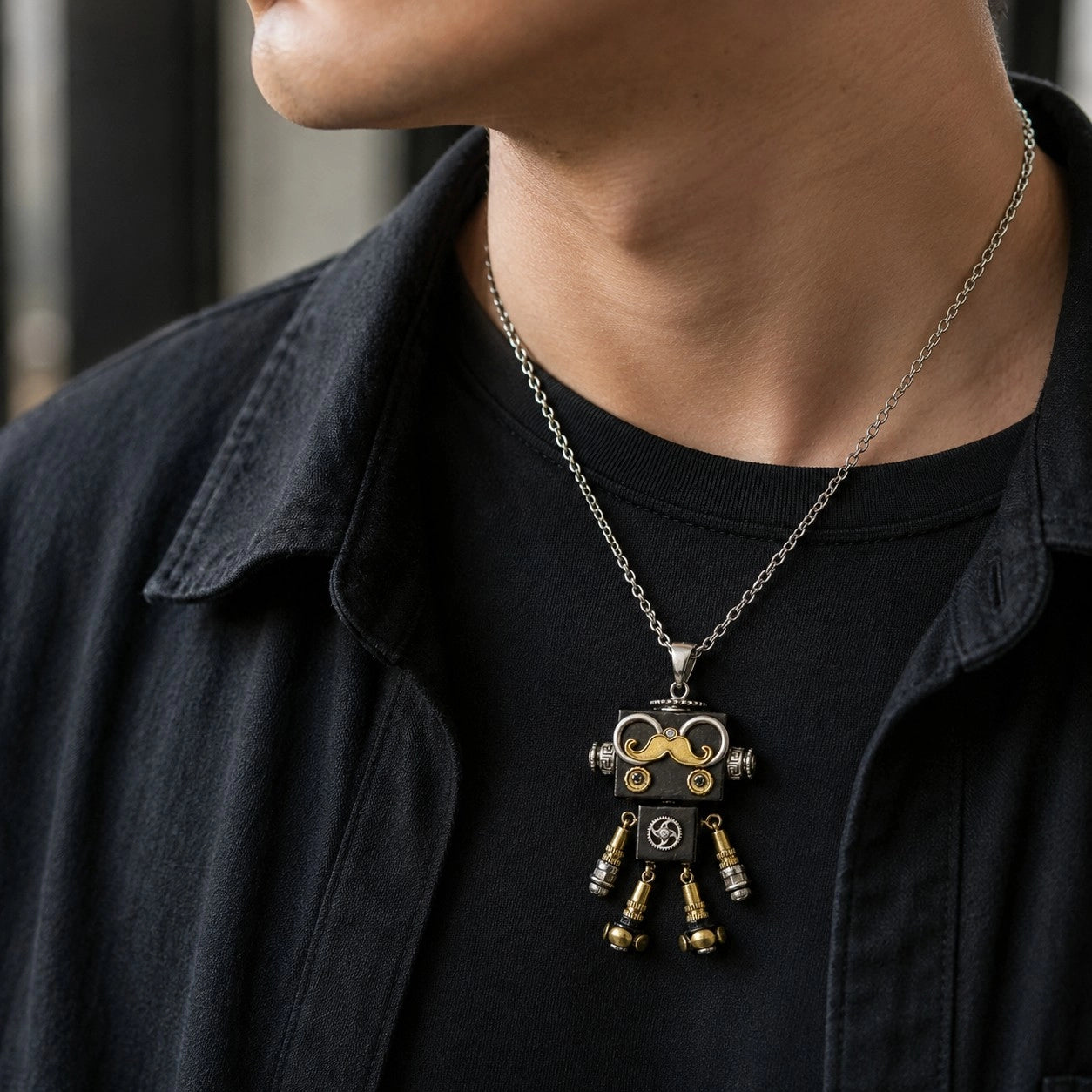 Pocket Watch Robot Pendant