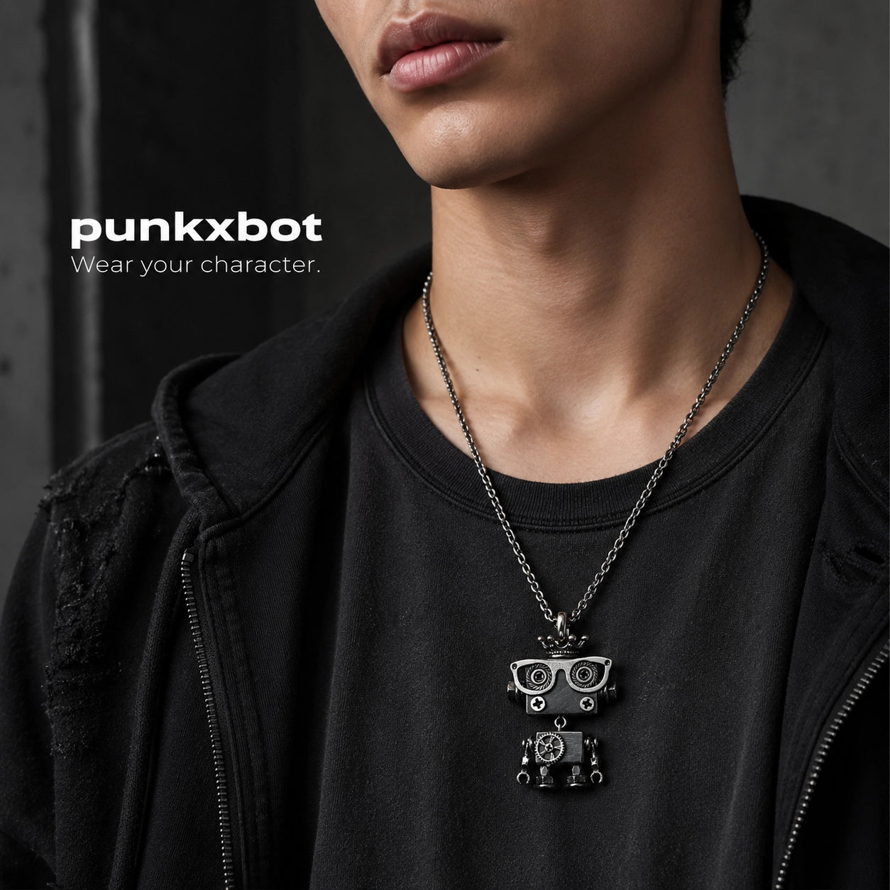 Punk Robot Metal Charm