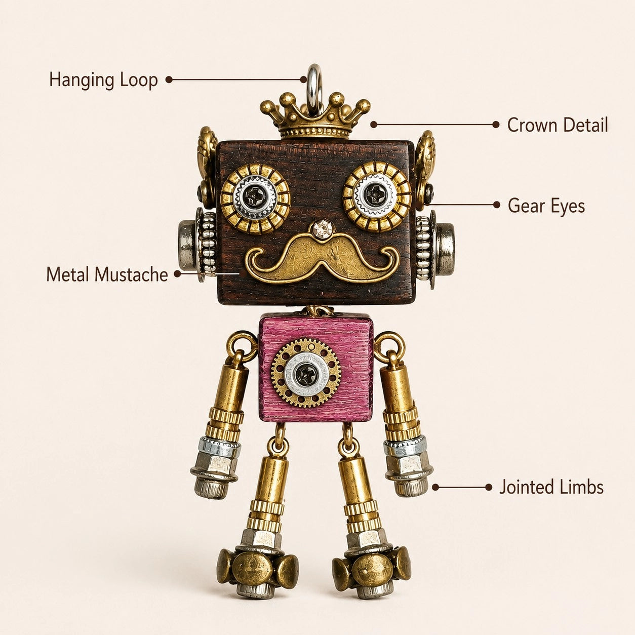 Steampunk Gear Robot Necklace