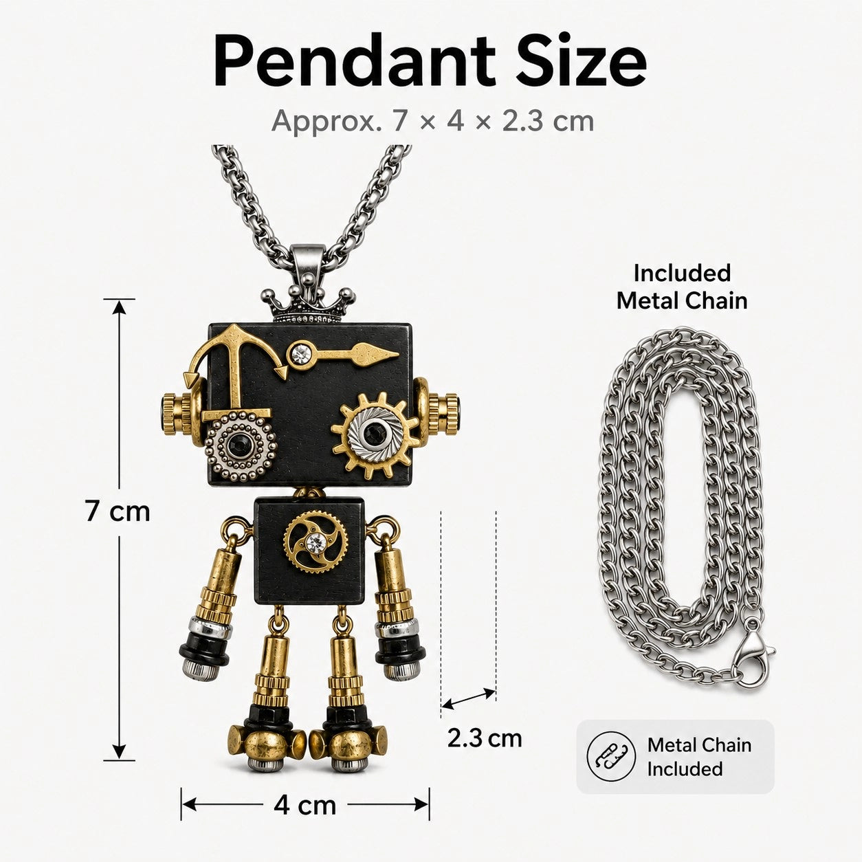 Vintage Clockwork Robot Pendant