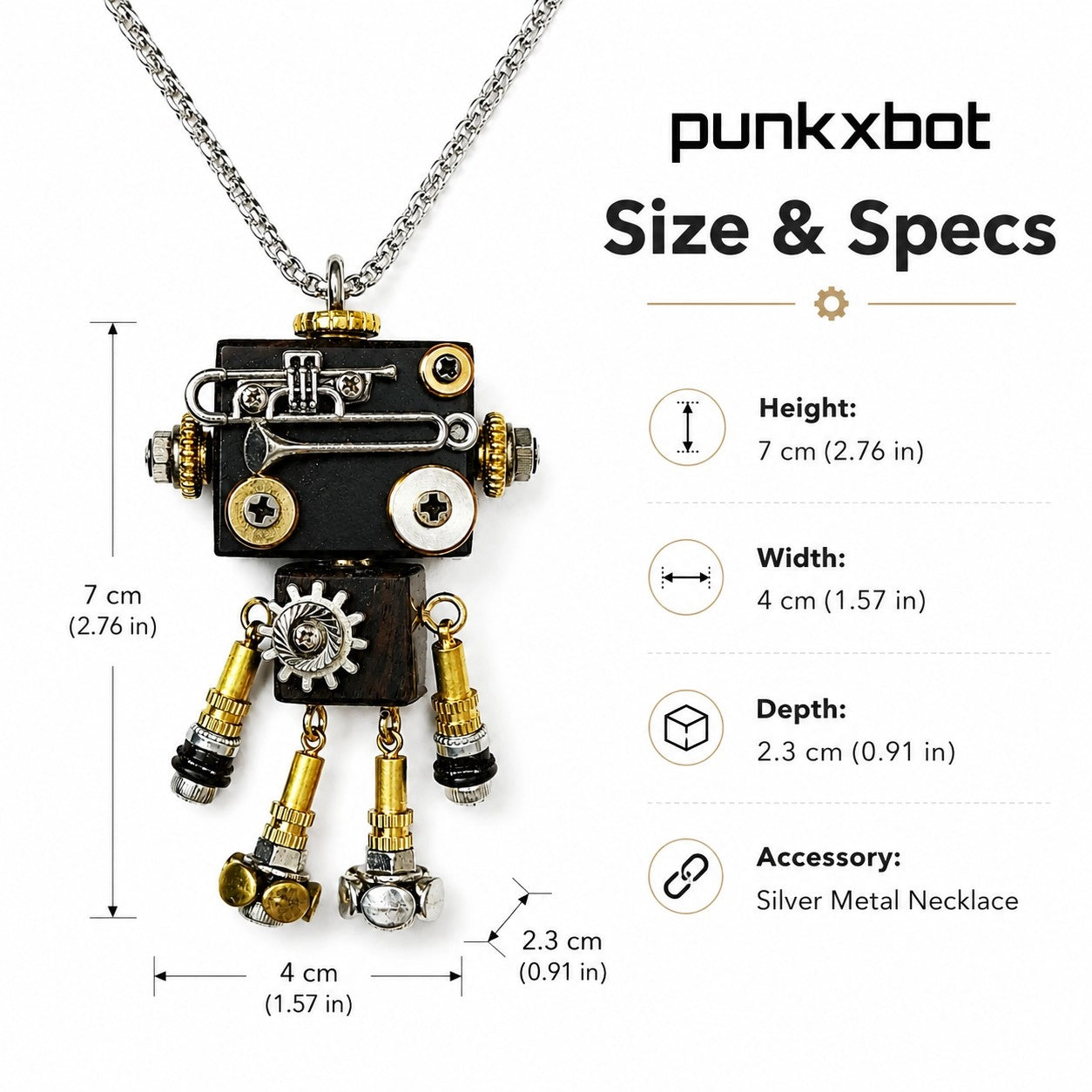 Antique Metal Robot Pendant