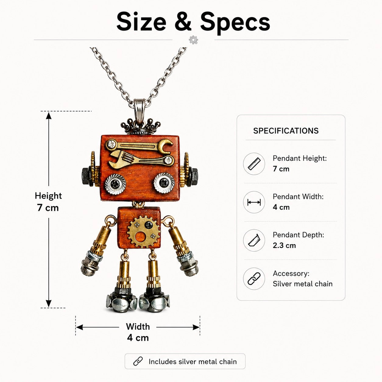 Gothic Steampunk Robot Pendant