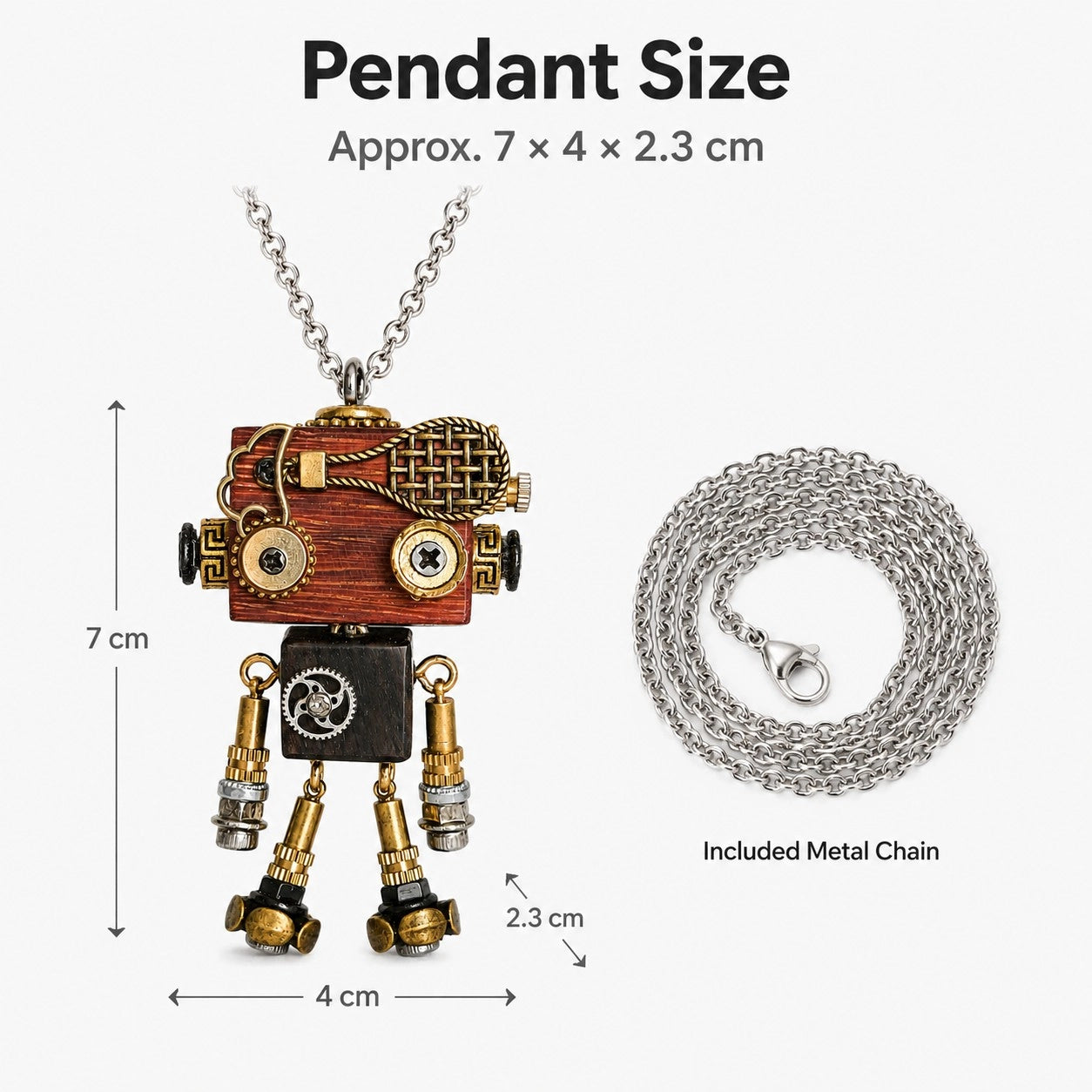 Industrial Copper Robot Necklace