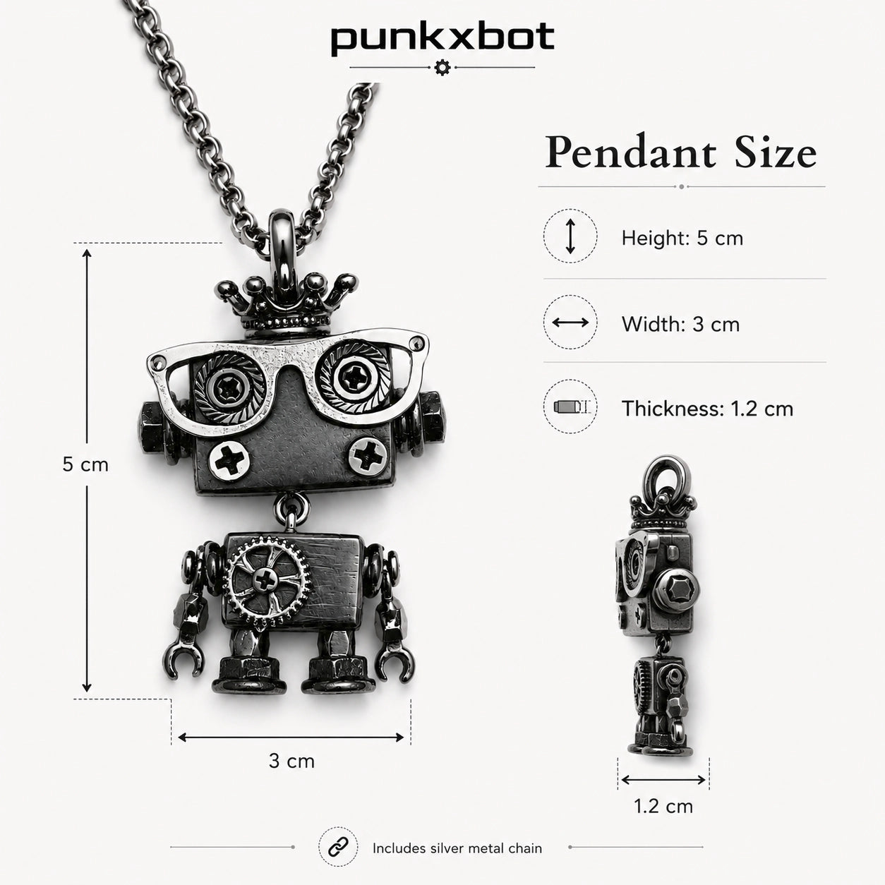 Punk Robot Metal Charm
