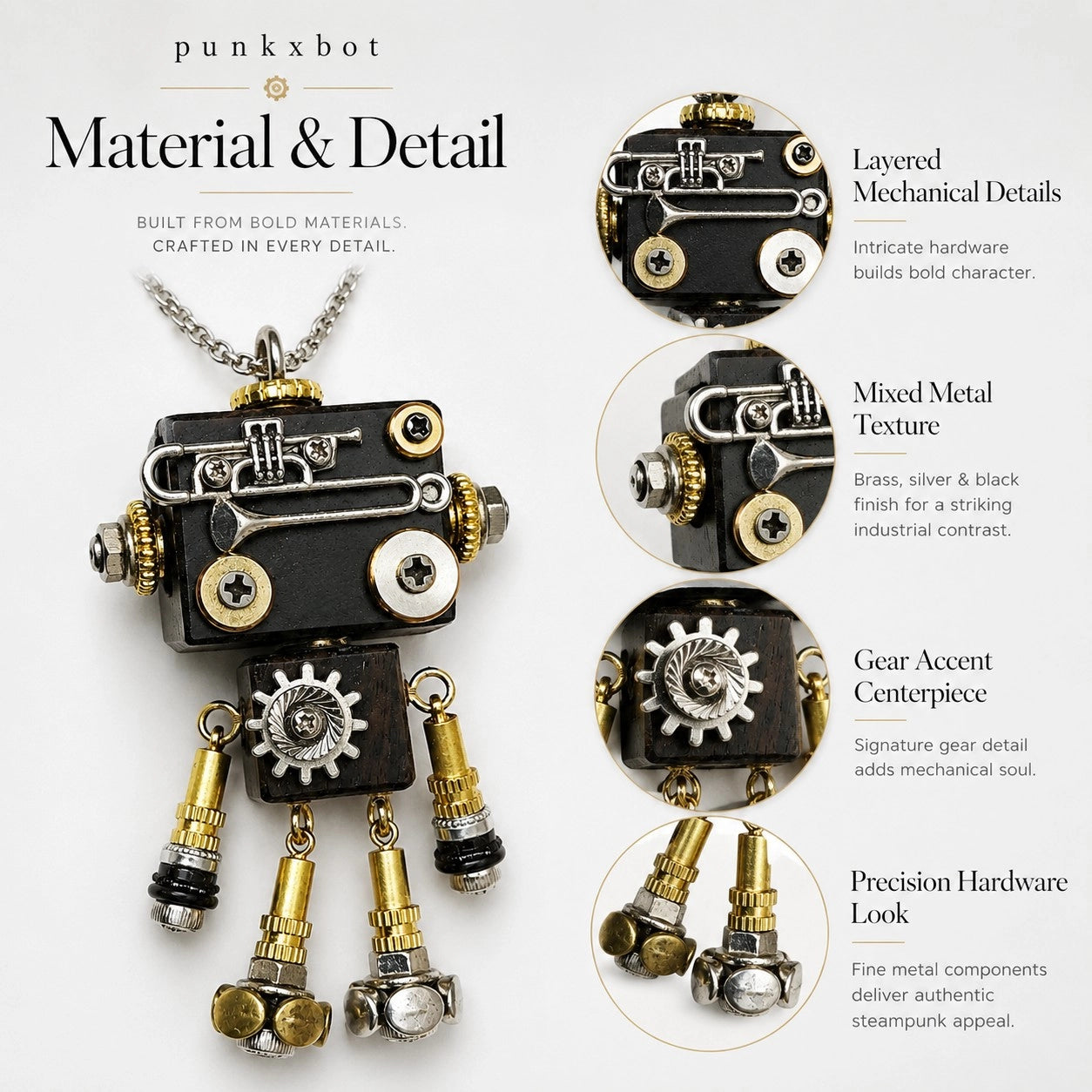 Antique Metal Robot Pendant