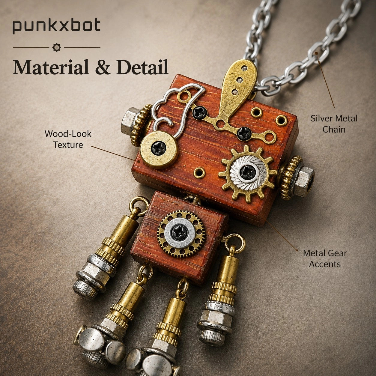 Bronze Gear Robot Pendant