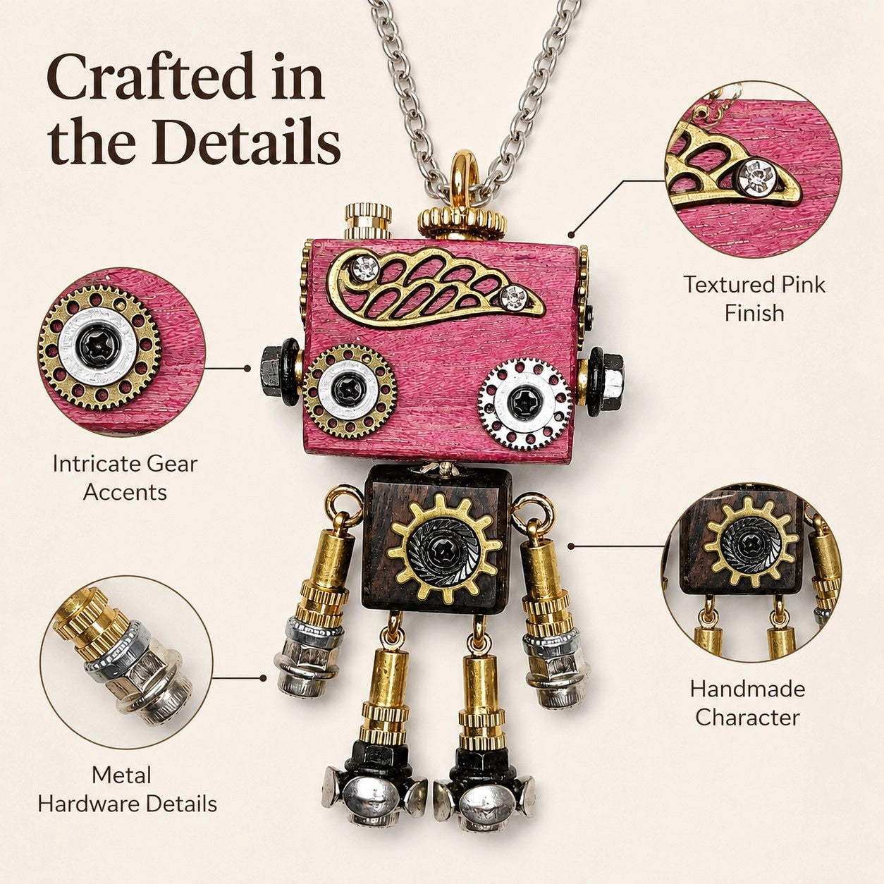 Edgy Cyber Robot Necklace