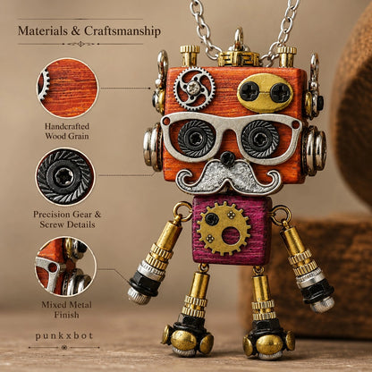 Gold Bronze Robot Necklace