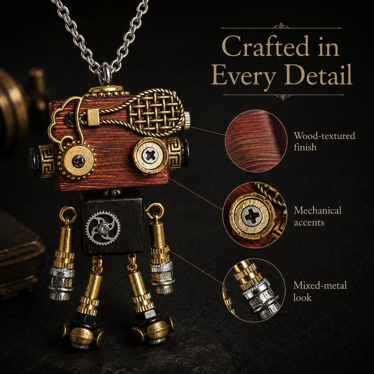 Industrial Copper Robot Necklace