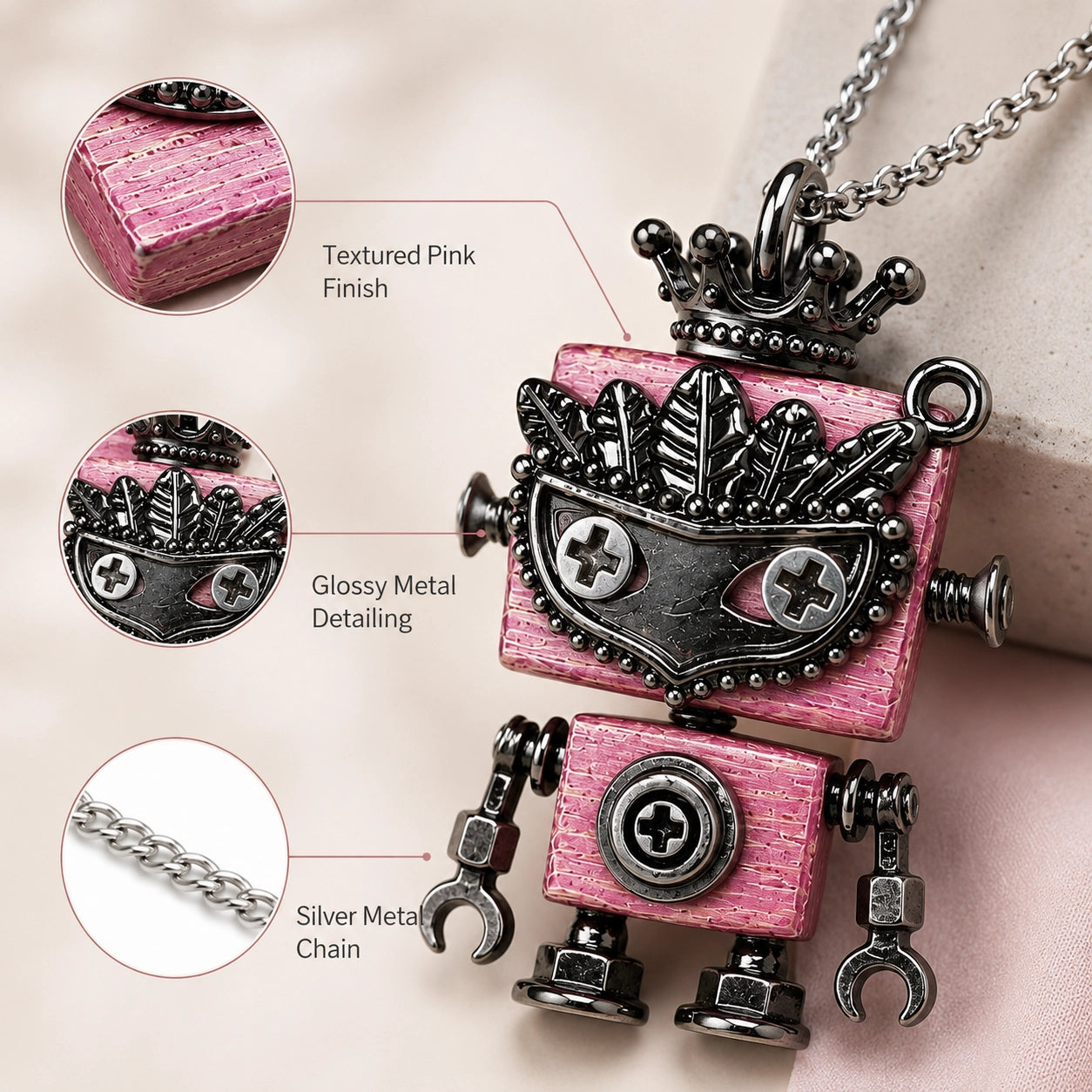 Punk Robot Chain Necklace
