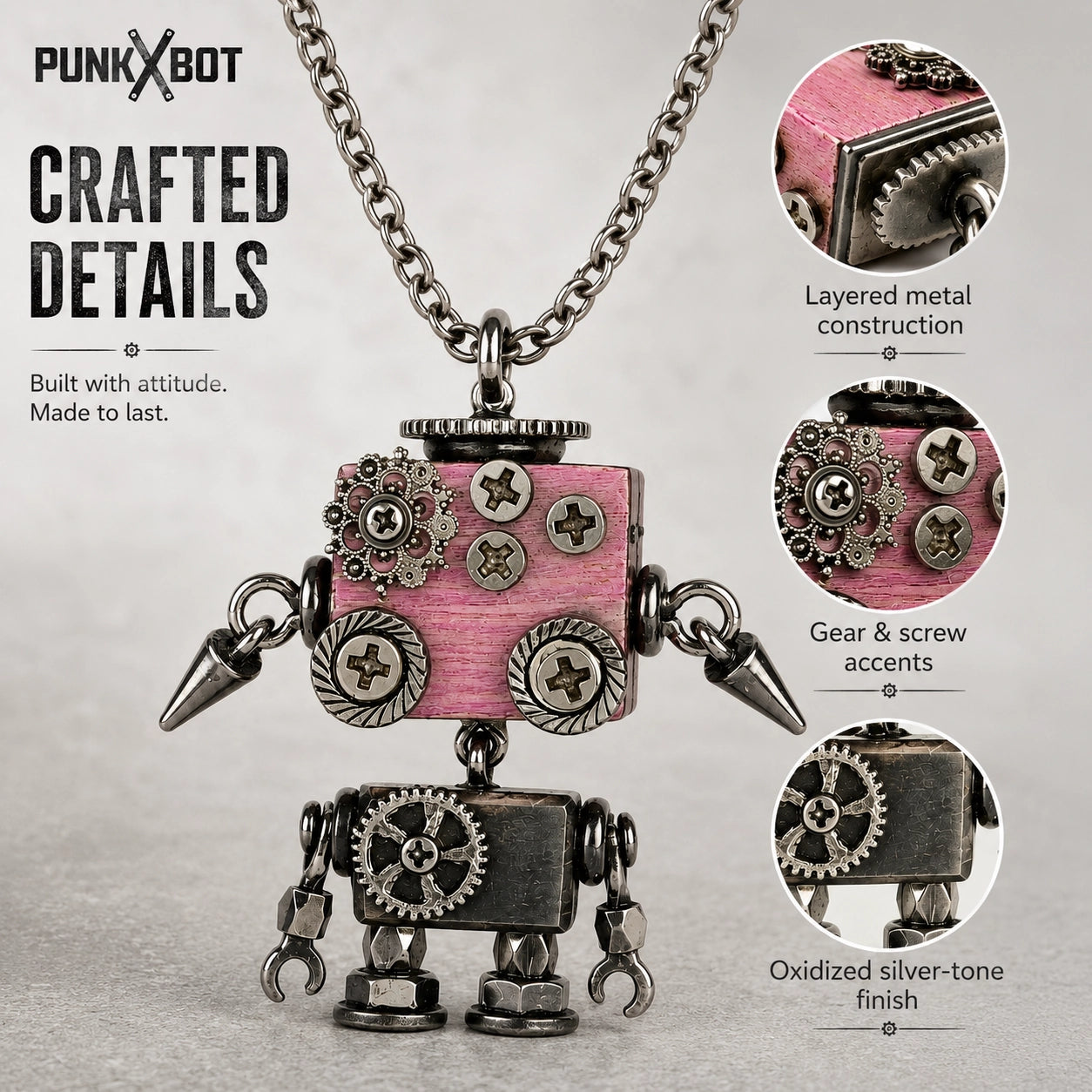 Punk Robot Gear Pendant