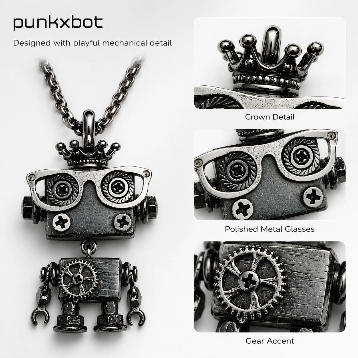 Punk Robot Metal Charm