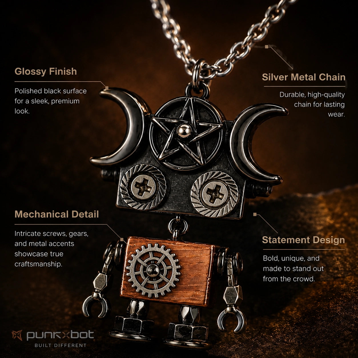 Punk Robot Rivet Charm