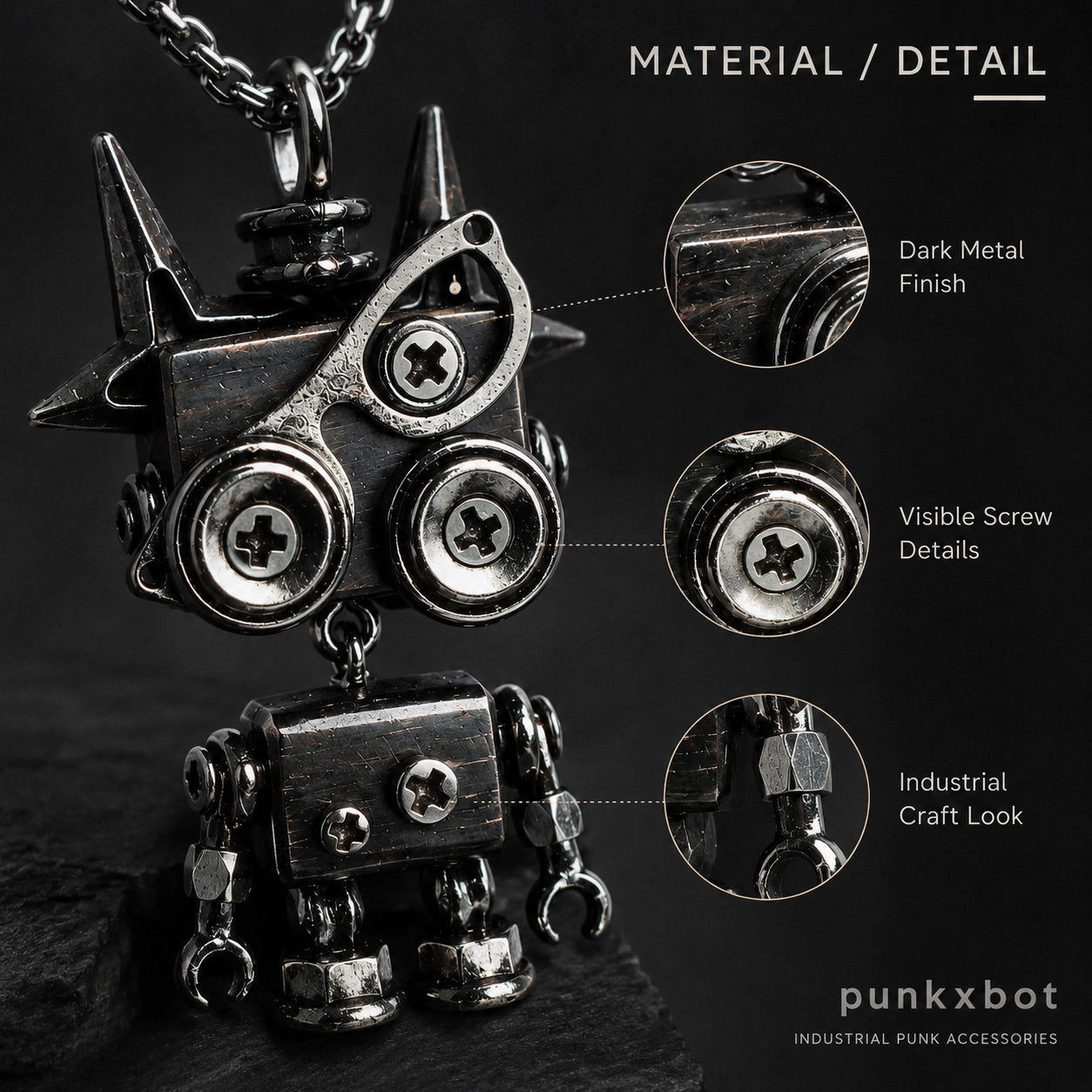 Punk Robot Stud Pendant