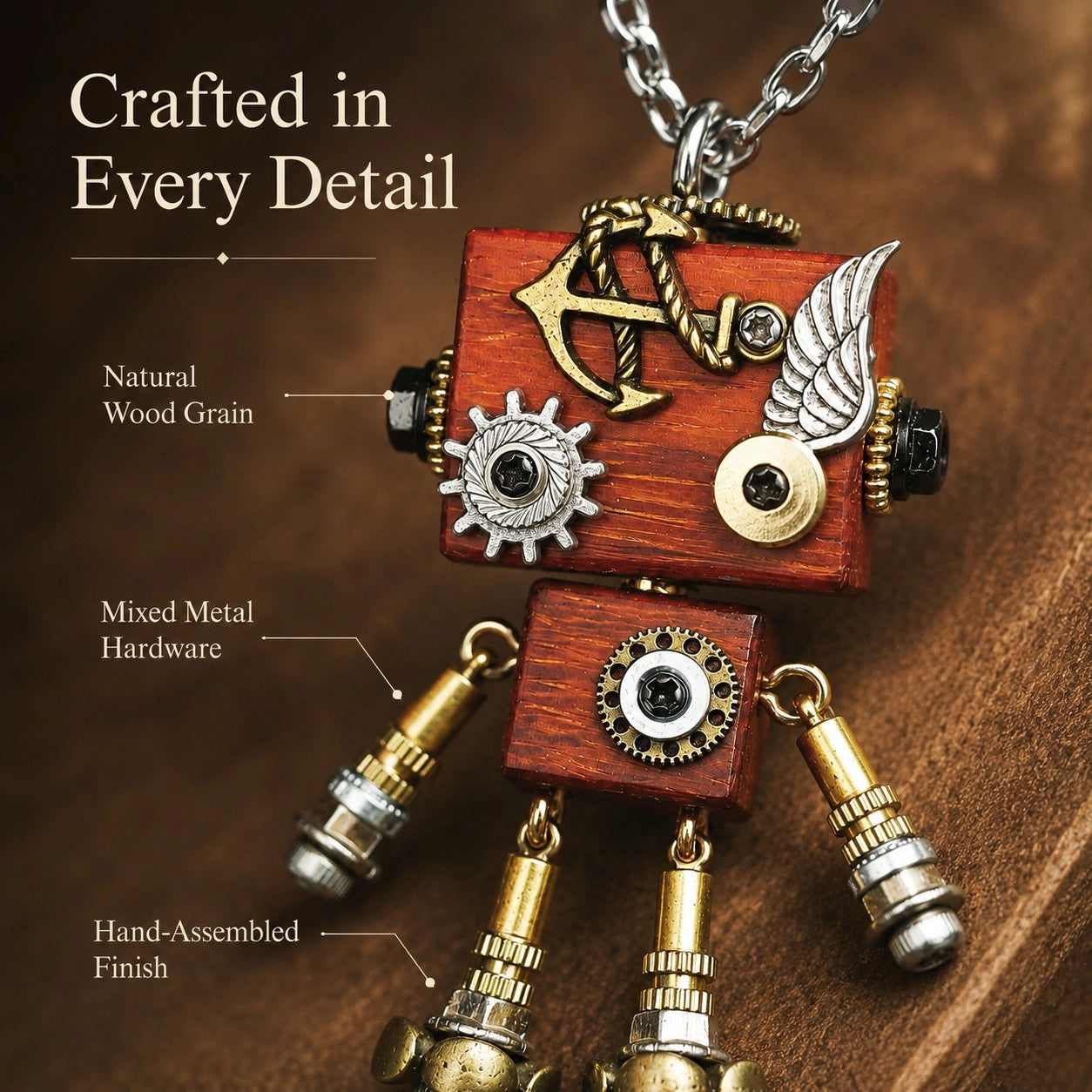 Rusty Industrial Robot Necklace