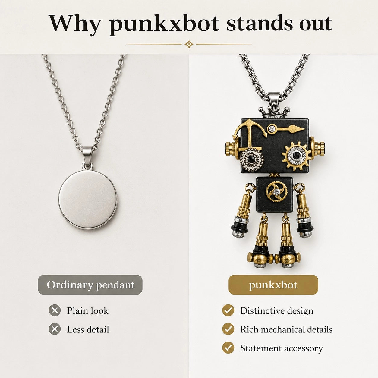 Vintage Clockwork Robot Pendant