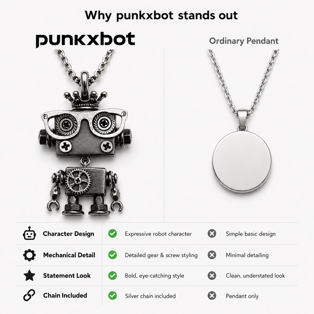 Punk Robot Metal Charm
