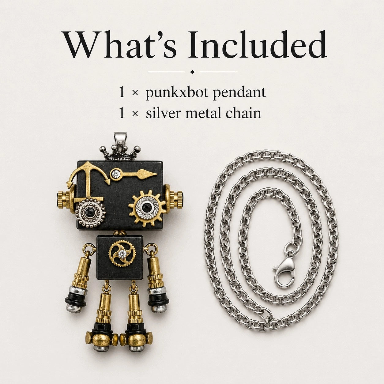 Vintage Clockwork Robot Pendant