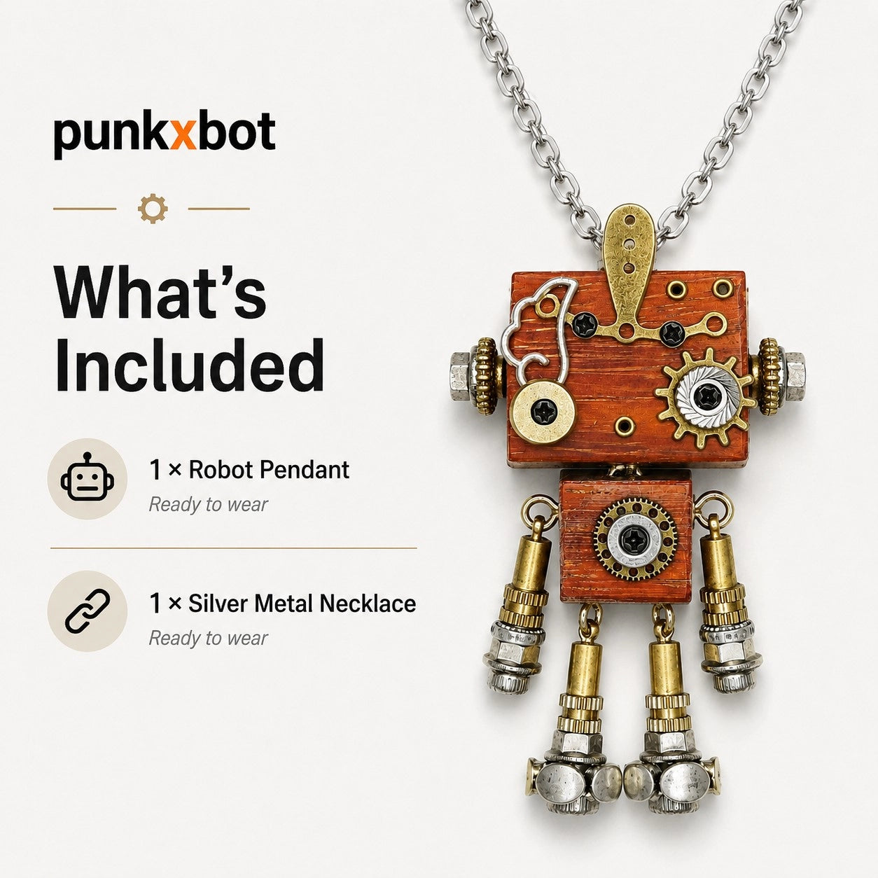 Bronze Gear Robot Pendant