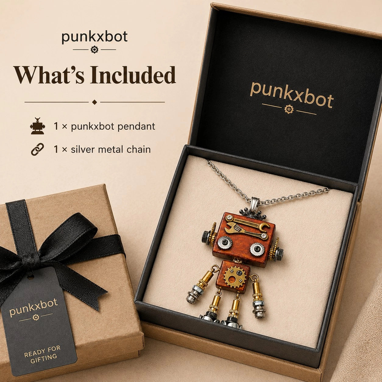 Gothic Steampunk Robot Pendant