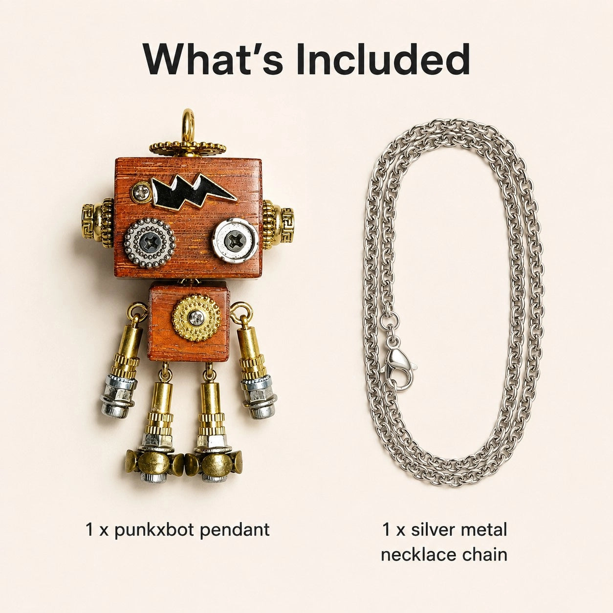 Handmade Gothic Robot Necklace