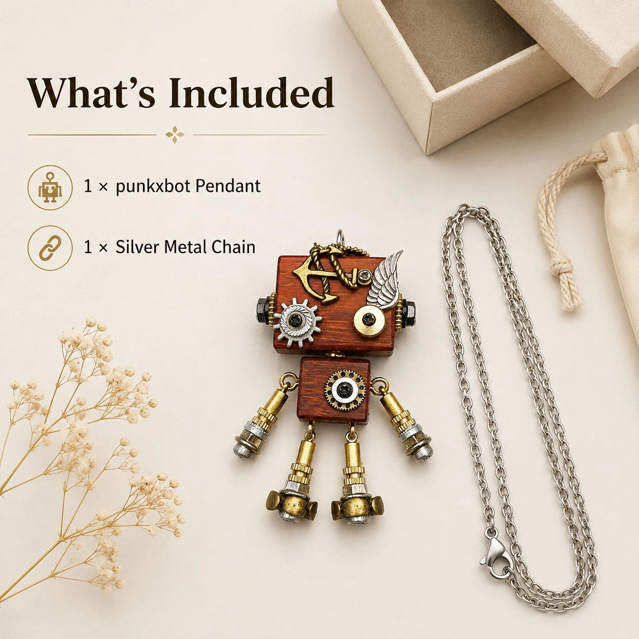 Rusty Industrial Robot Necklace